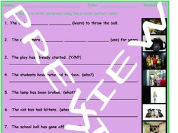 Present Perfect Tense 3 Photo Worksheet Set