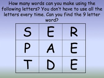 KS2 Spelling Boggle Game