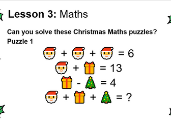 School Timetable Christmas Quiz