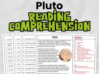 Pluto Reading Comprehension for Gr 3 - 5: No Prep Space Activity
