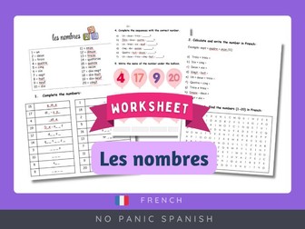 Numbers in French | Worksheet | Les nombres