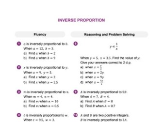 Ratio and Proportion - Inverse Proportion