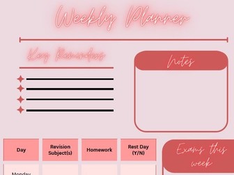 Week/day revision planner