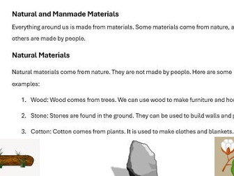 Manmade and Natural Materials Science Reading