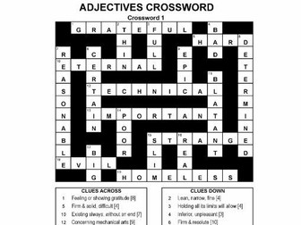 ADJECTIVES CROSSWORD PUZZLES