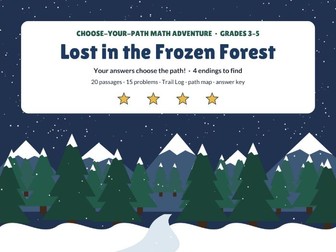 Lost in the Frozen Forest: Choose Your Path Math Adventure | Winter Word Problems | Grades 3-5