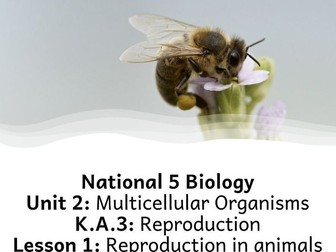 National 5 Biology: Reproduction in animals Unit 2: Key area 3