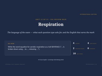 IGCSE Biology 0610 U12 Respiration — EAL