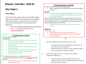 History Edexcel GCSE- Cold War- Topic 1 (1943-56)