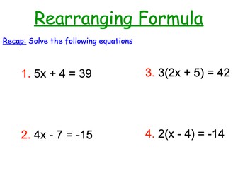Change the subject of a formula - Rearrange formula