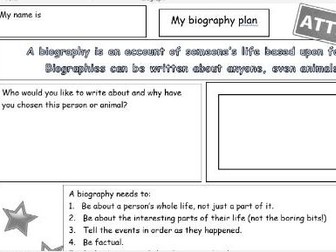 KS1 & 2 Biography planning template.
