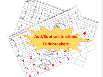 Adding and Subtracting Fractions Codebreakers
