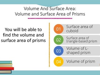 Volume And Surface Area: Volume and Surface Area of Prisms Powerpoint (Foundation GCSE)