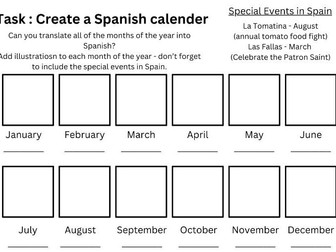 Spanish - months of the year (calendar)
