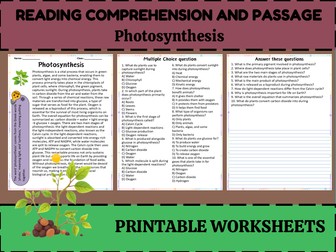 Explore Photosynthesis: Reading Passage with Engaging Questions