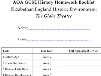 Homework Booklet: AQA Elizabethan England Historic Environment: The Globe