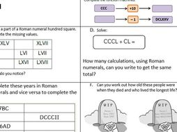 Year 5 place value Roman numerals to 1000 smart board file worksheets following White Rose Mastery