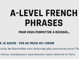 A-Level French Phrases - For A* Grades