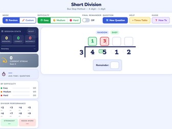 Short division practise tool