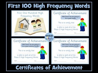 High Frequency Words - Certificates of Achievement