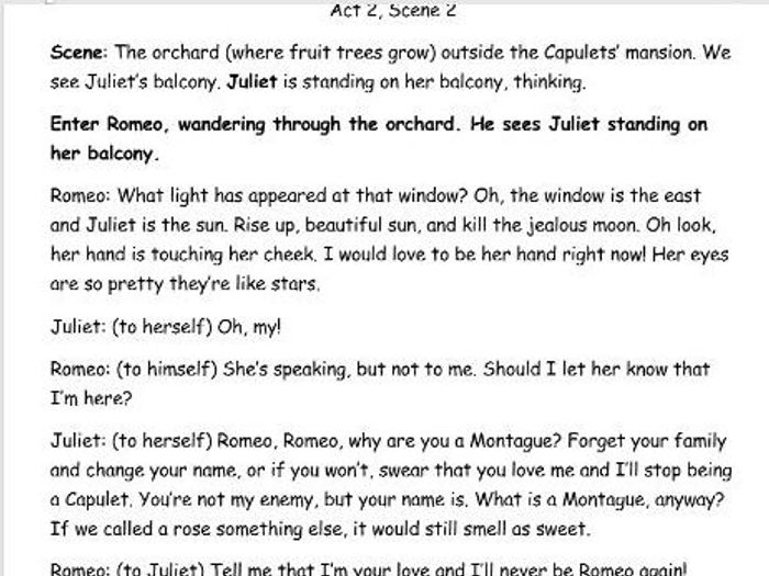 romeo and juliet shakespeare play script