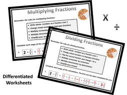 Fractions - Multiplying & Dividing Worksheets