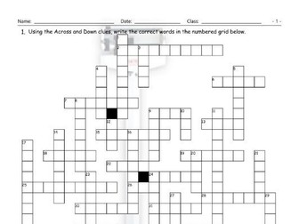Personal Information Crossword Puzzle