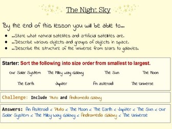 The Night Sky - Lesson and Worksheets
