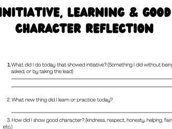 Good Character & Values Lesson – Reflection & Character Tree Activity