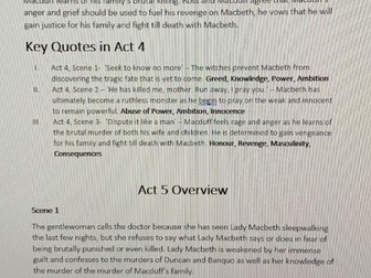 Macbeth Revision Booklet and Workbook