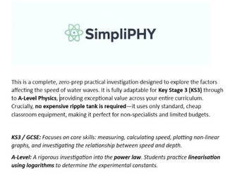 Water waves investigation (Alevel, GCSE and KS3 - separate plans)