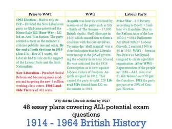History, A-Level, AQA, Challenge and Transform 1914 - 1964 // ESSAY PLANS