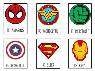 Superhero “Be…” Classroom Values Display