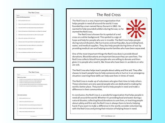 The Red Cross Reading Comprehension Passage Printable Worksheet