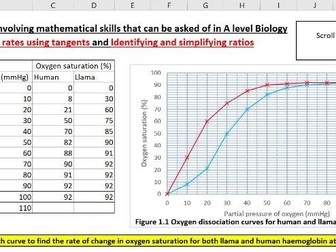 Worked example Calculating rates of change using oxygen dissociation curves and ratios