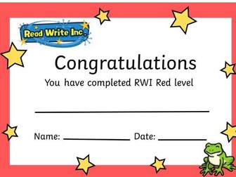 Read Write Inc Completion Certificates