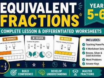 Equivalent Fractions Lesson Pack | Year 5-6 | Teaching Slides, Worksheets & Answers