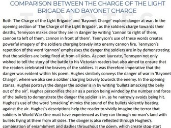 Grade 9 Essay AQA GCSE English literature Poetry - The Charge The Light Brigade & Bayonet Charge