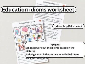 ESL Education Idioms Worksheet, common English idioms about education