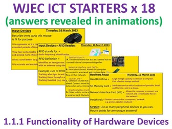 WJEC ICT 1.1.1 Hardware Starters x 18