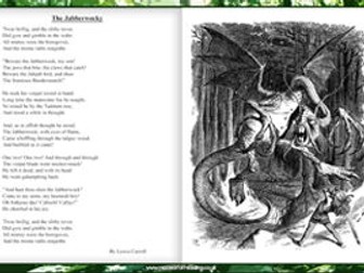 Jabberwocky KS2 poetry comprehension and answers - 10 questions and text mixed question types