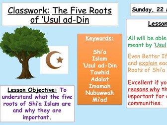 Eduqas Religious Studies Route A C3: Islam Beliefs and Teachings - 2. Five Roots of Shi'a  Islam