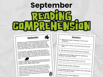 September Reading Comprehension for KS2 | Guided Reading Task