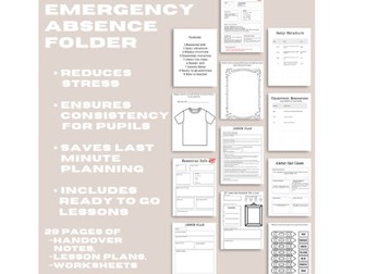Emergency Supply Teacher Folder | Ready-to-Go Sub Plans | 29 Page Pack