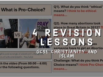 4 GCSE Christianity and Islam Euthanasia & Abortion Lesson Bundle