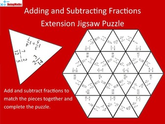 Adding and Subtracting Fractions Higher Practice Tarsia Jigsaw Puzzle