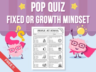 Pop Quiz Fixed Mindset or Growth Mindset FREE