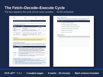 Fetch-Decode-Execute Cycle Worksheet: GCSE