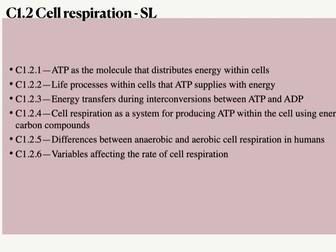 NEW IB Biology Unit C1.2 Respiration