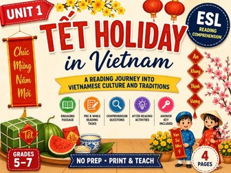 Tet Holiday in Vietnam Reading Comprehension | ESL Worksheet | No Prep PDF